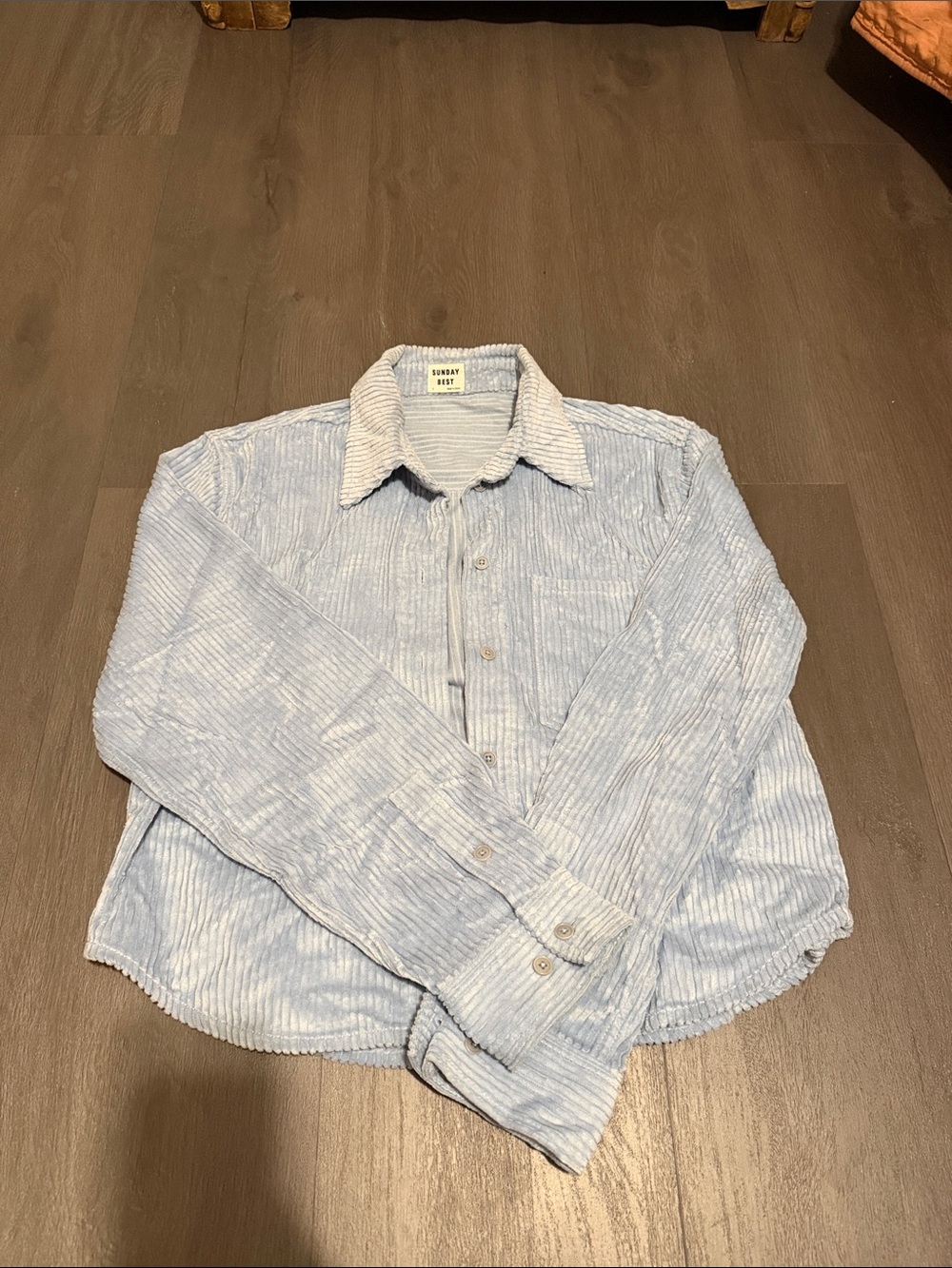 Sunday Best Pale Blue Corduroy Button-Up Shirt
